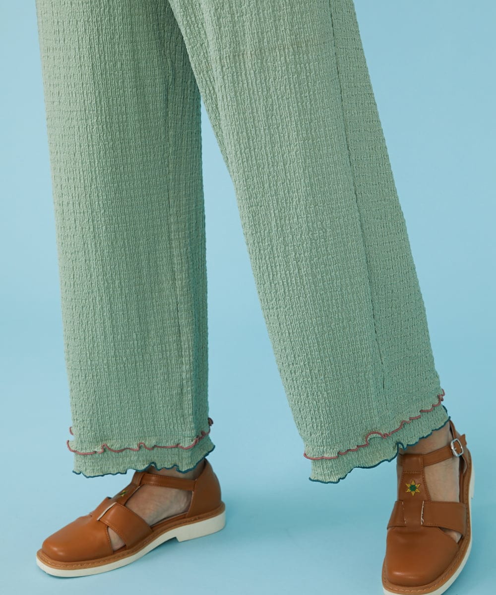 GJLGS02180 Jocomomola(ホコモモラ) Ondas シャーリングパンツ グリーン