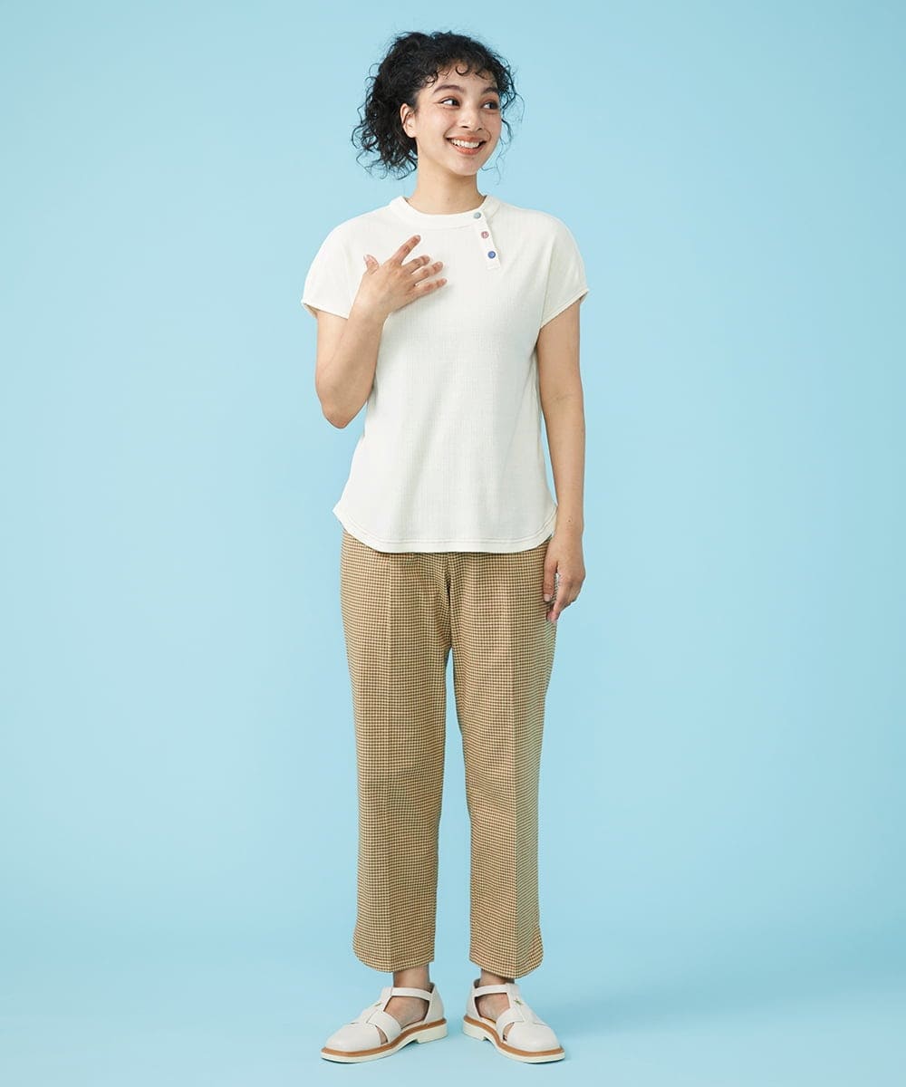 GJLGT37180 Jocomomola(ホコモモラ) Fino チェックパンツ キャメル