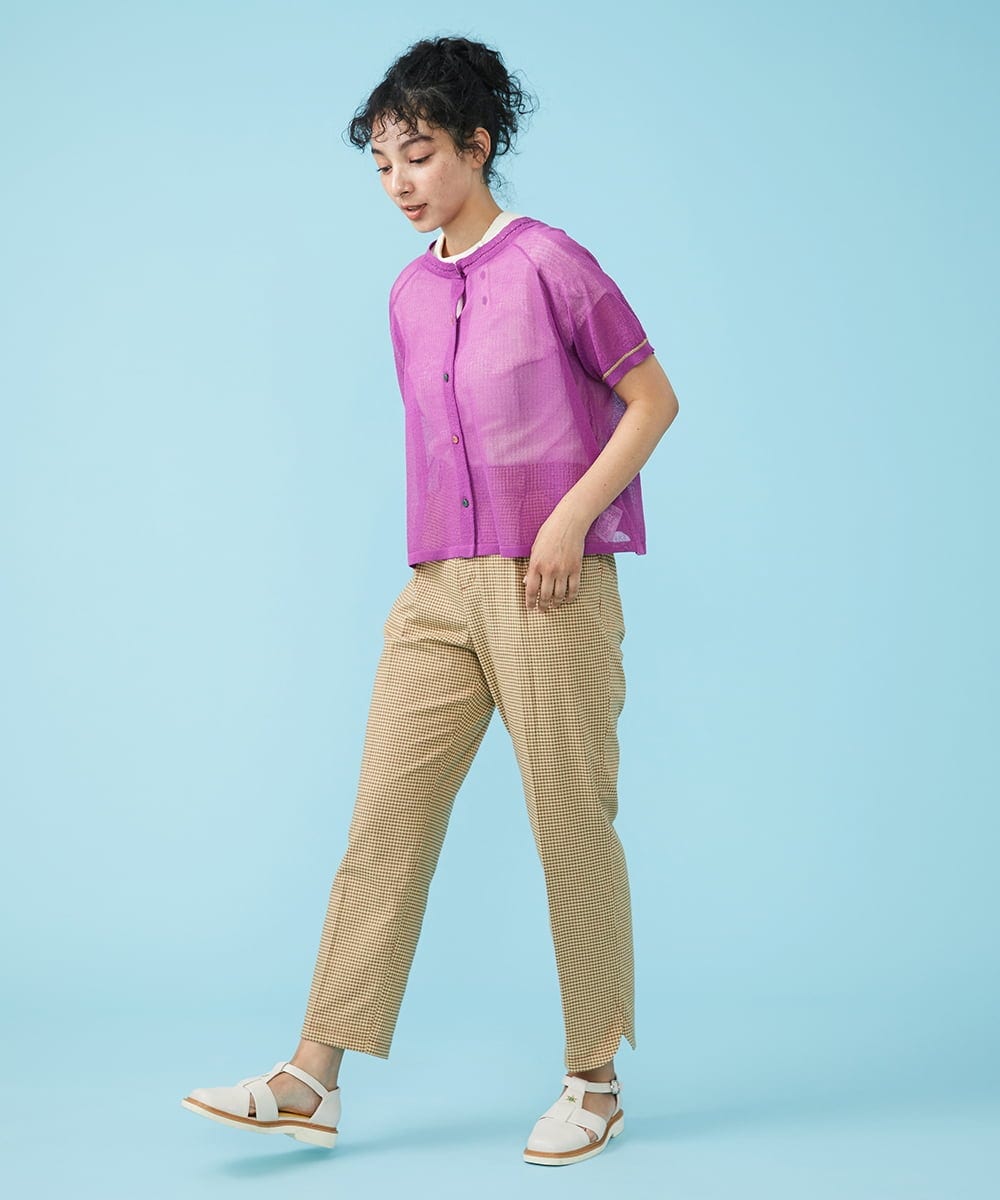 GJLGT37180 Jocomomola(ホコモモラ) Fino チェックパンツ キャメル