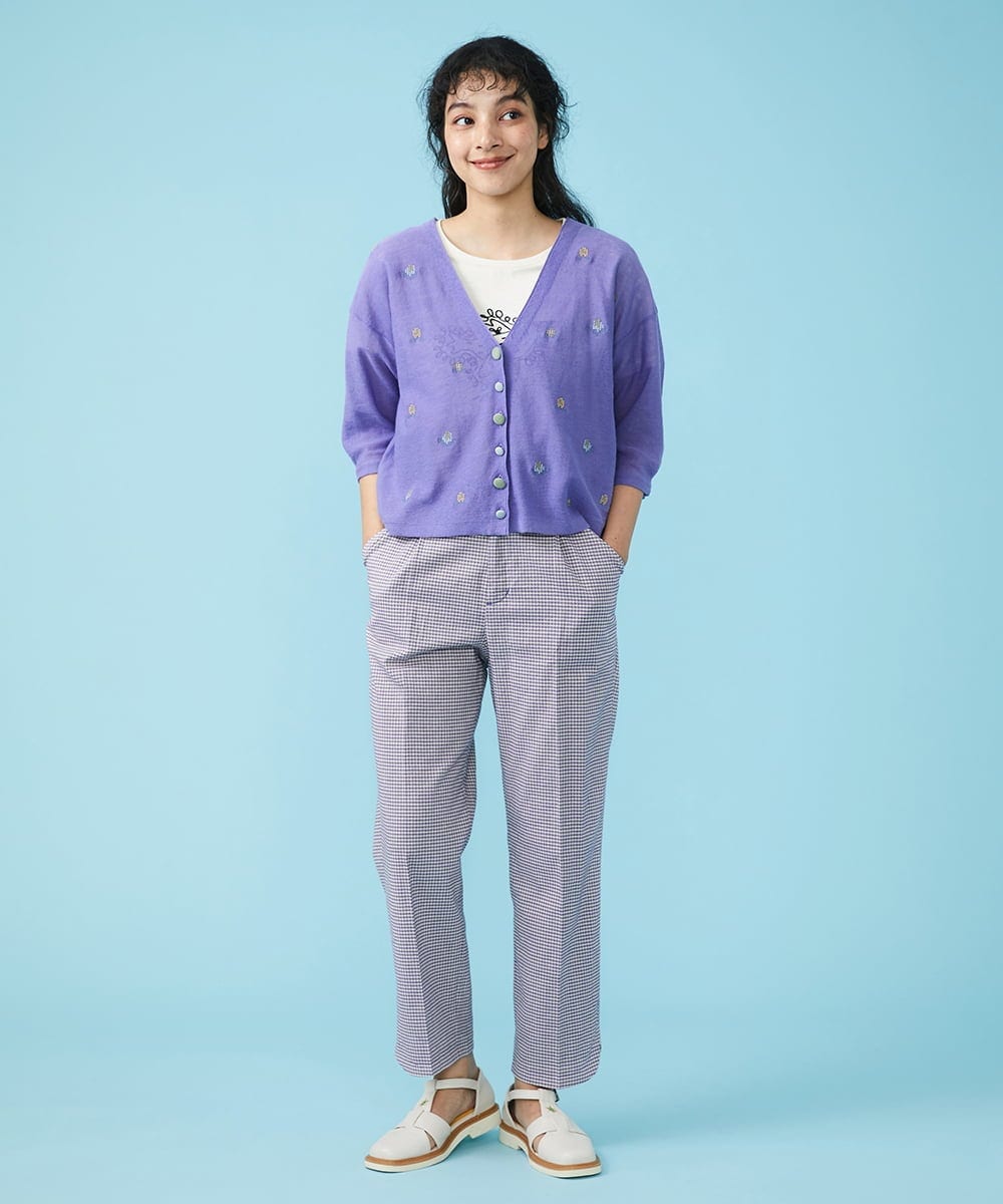 GJLGT37180 Jocomomola(ホコモモラ) Fino チェックパンツ キャメル
