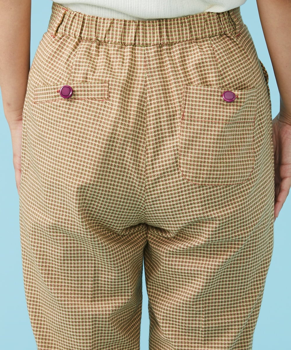 GJLGT37180 Jocomomola(ホコモモラ) Fino チェックパンツ キャメル