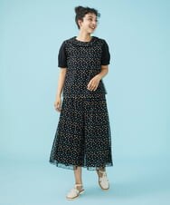 GJLGT71240 Jocomomola(ホコモモラ) Burbuja ドットチュールワイドパンツ ブラック