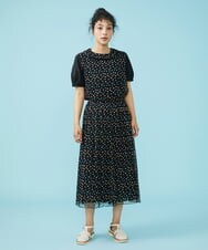 GJLGT71240 Jocomomola(ホコモモラ) Burbuja ドットチュールワイドパンツ ブラック