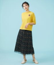 GJLGT71240 Jocomomola(ホコモモラ) Burbuja ドットチュールワイドパンツ ブラック