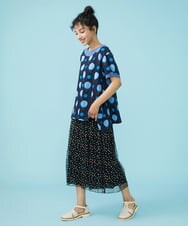 GJLGT71240 Jocomomola(ホコモモラ) Burbuja ドットチュールワイドパンツ ブラック
