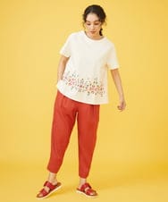 GJLGV33180 Jocomomola(ホコモモラ) Lino colorido リネンテーパードパンツ グリーン