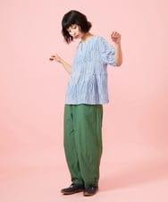 GJLHD36200 Jocomomola(ホコモモラ) 【早割10％OFF】カーブシルエットワイドパンツ グリーン