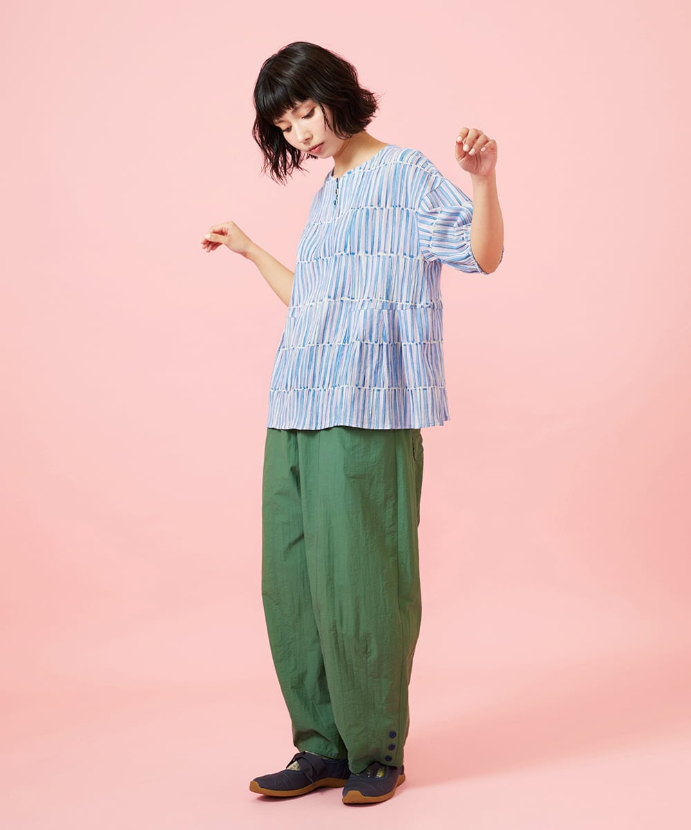 GJLHD36200 Jocomomola(ホコモモラ) 【早割10％OFF】カーブシルエットワイドパンツ グリーン