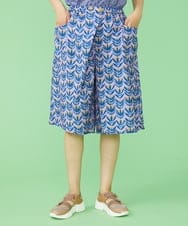 GJLHP33160 Jocomomola(ホコモモラ) Flor sonriente プリントハーフパンツ ラベンダー