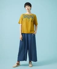 GJLHS30170 Jocomomola(ホコモモラ) Facilmente　テンセルデニムワイドパンツ ブルー