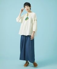 GJLHS30170 Jocomomola(ホコモモラ) Facilmente　テンセルデニムワイドパンツ ブルー
