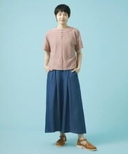GJLHS30170 Jocomomola(ホコモモラ) Facilmente　テンセルデニムワイドパンツ ブルー