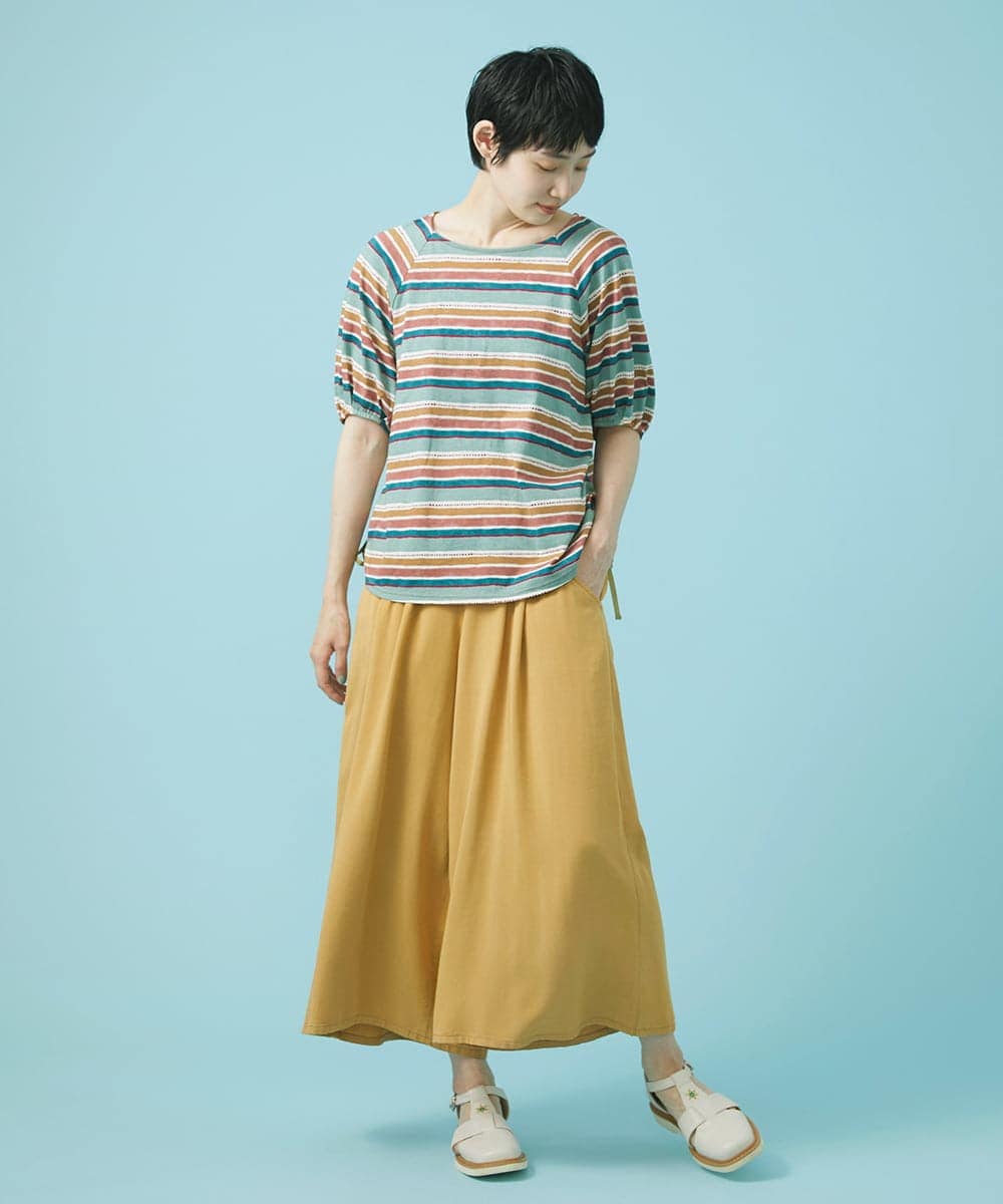 GJLHS31170 Jocomomola(ホコモモラ) Facilmente レーヨンツイルワイドパンツ マスタード