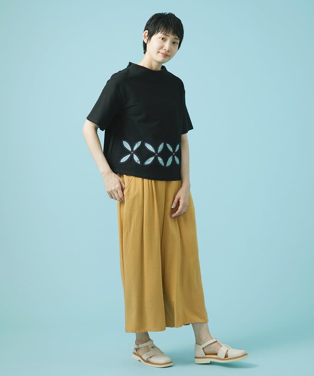 GJLHS31170 Jocomomola(ホコモモラ) Facilmente レーヨンツイルワイドパンツ マスタード