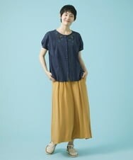 GJLHS31170 Jocomomola(ホコモモラ) Facilmente レーヨンツイルワイドパンツ マスタード