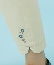 GJLHS33150 Jocomomola(ホコモモラ) フラワー刺繍 カラーツイルパンツ グリーン