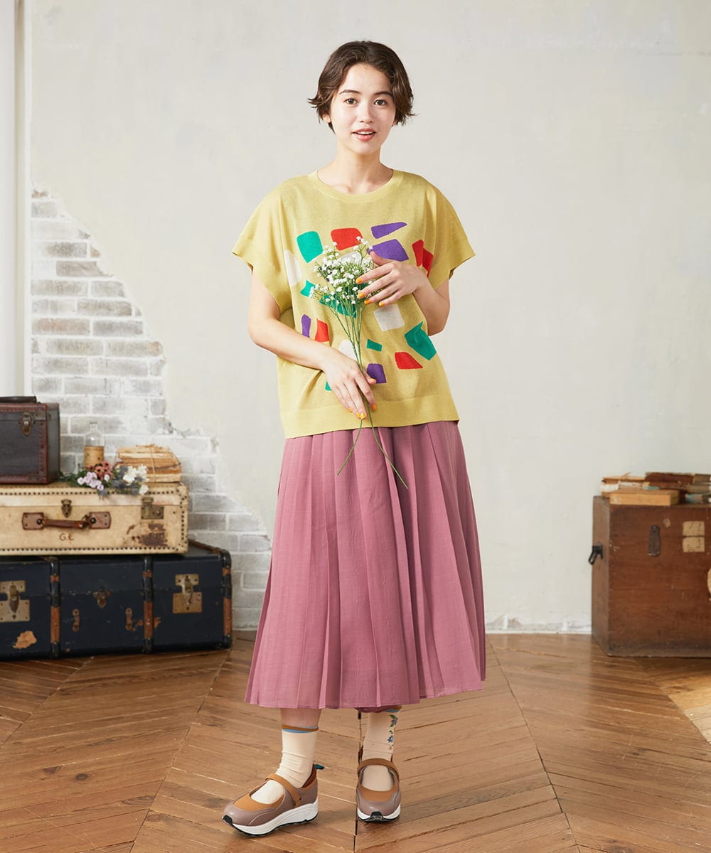 GJLJA34180 Jocomomola(ホコモモラ) Pleats スパンローンプリーツパンツ ライトブラウン