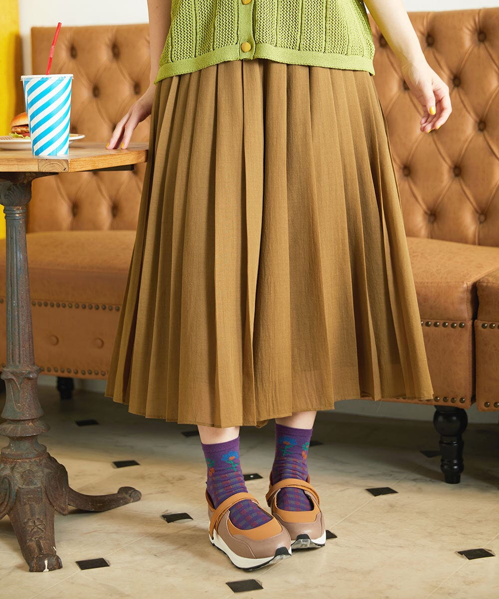 GJLJA34180 Jocomomola(ホコモモラ) Pleats スパンローンプリーツパンツ ライトブラウン