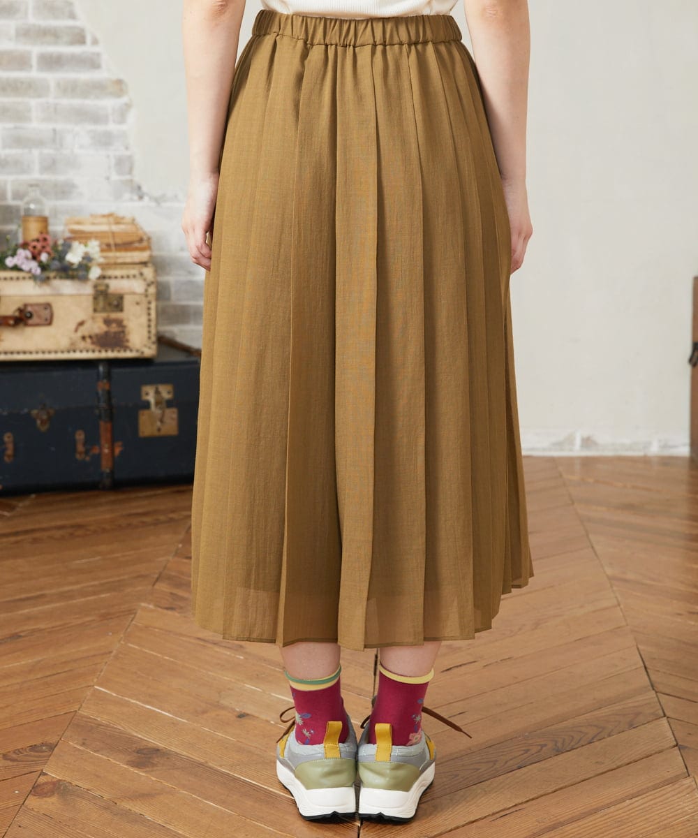 GJLJA34180 Jocomomola(ホコモモラ) Pleats スパンローンプリーツパンツ ライトブラウン