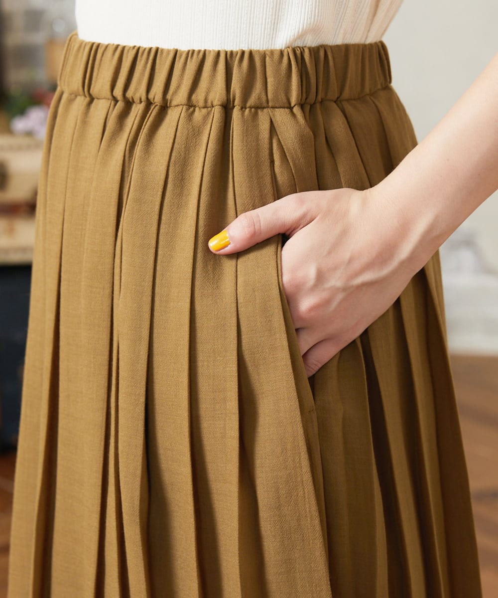 GJLJA34180 Jocomomola(ホコモモラ) Pleats スパンローンプリーツパンツ ライトブラウン