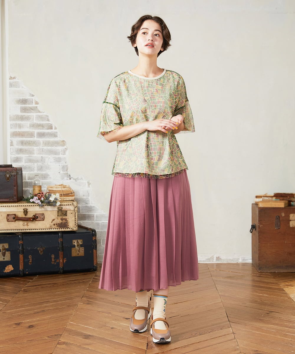GJLJA34180 Jocomomola(ホコモモラ) Pleats スパンローンプリーツパンツ ライトブラウン