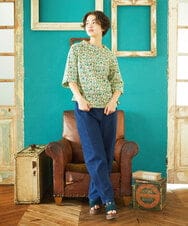 GJLJA35180 Jocomomola(ホコモモラ) 【接触冷感】Rombo ワイドデニムパンツ ネイビー