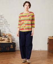 GJLJA35180 Jocomomola(ホコモモラ) 【接触冷感】Rombo ワイドデニムパンツ ネイビー