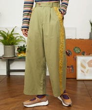 GJLJB04220 Jocomomola(ホコモモラ) Encaje de Animal フラワーレースワイドパンツ グリーン