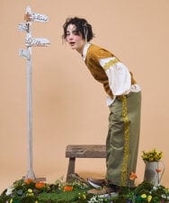 GJLJB04220 Jocomomola(ホコモモラ) Encaje de Animal フラワーレースワイドパンツ ダークグレー