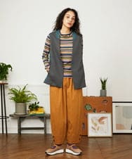 GJLJB37200 Jocomomola(ホコモモラ) Ba lon カーブシルエットワイドパンツ グレーカーキ
