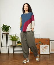 GJLJB37200 Jocomomola(ホコモモラ) Ba lon カーブシルエットワイドパンツ グレーカーキ