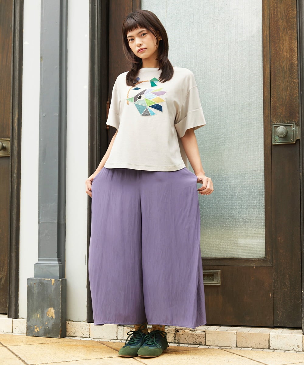 GJLJD33180 Jocomomola(ホコモモラ) Sacudida サテンワイドパンツ パープル
