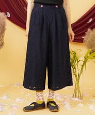 GJLJD34220 Jocomomola(ホコモモラ) Sombrita フラワージャカードワイドパンツ ネイビー