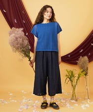 GJLJD34220 Jocomomola(ホコモモラ) Sombrita フラワージャカードワイドパンツ ネイビー