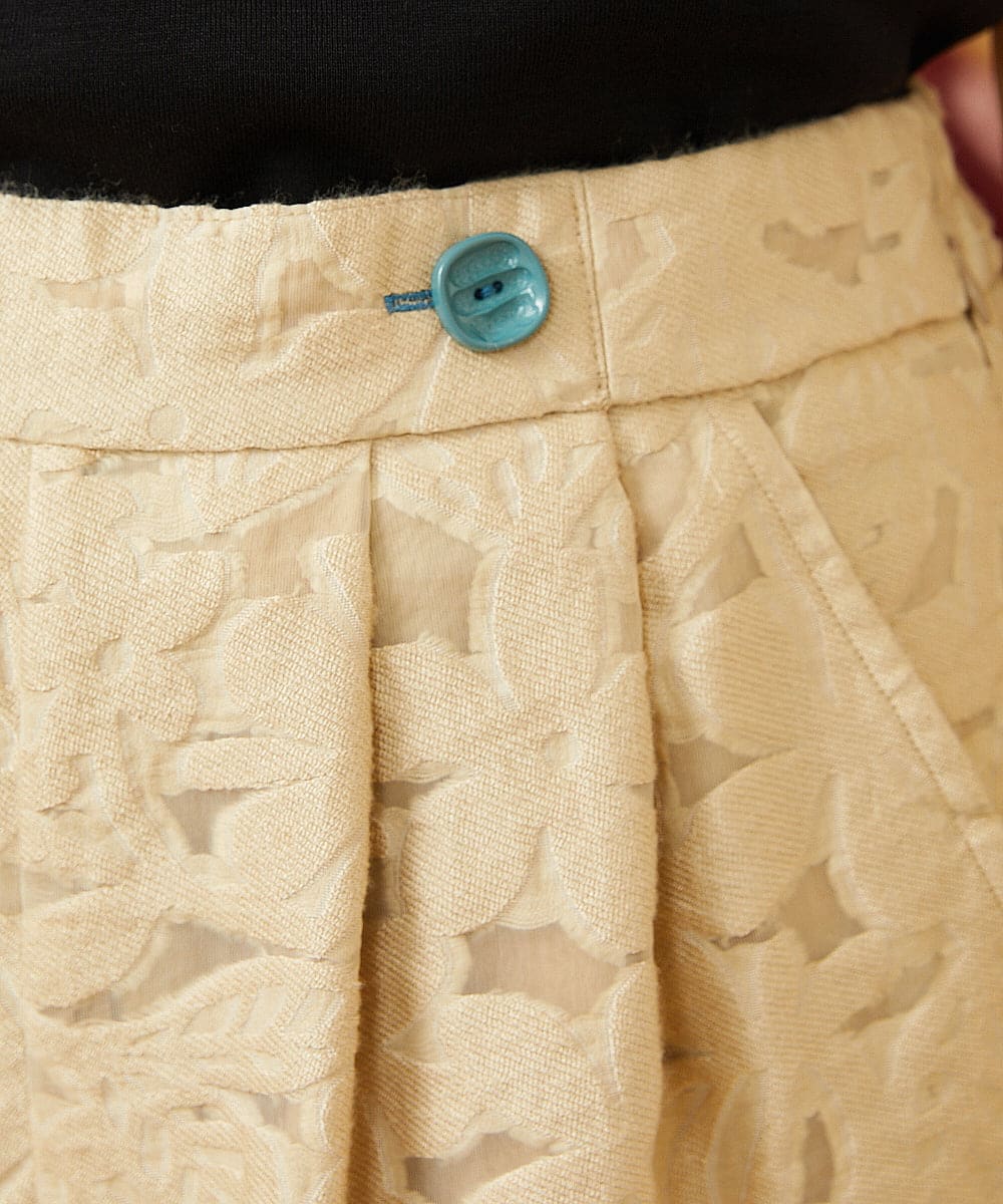 GJLJD34220 Jocomomola(ホコモモラ) Sombrita フラワージャカードワイドパンツ ベージュ
