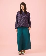 GJLJE38200 Jocomomola(ホコモモラ) ツイルワイドパンツ グリーンブルー