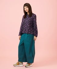GJLJE38200 Jocomomola(ホコモモラ) ツイルワイドパンツ グリーンブルー