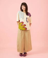 GJLJE38200 Jocomomola(ホコモモラ) ツイルワイドパンツ ベージュ