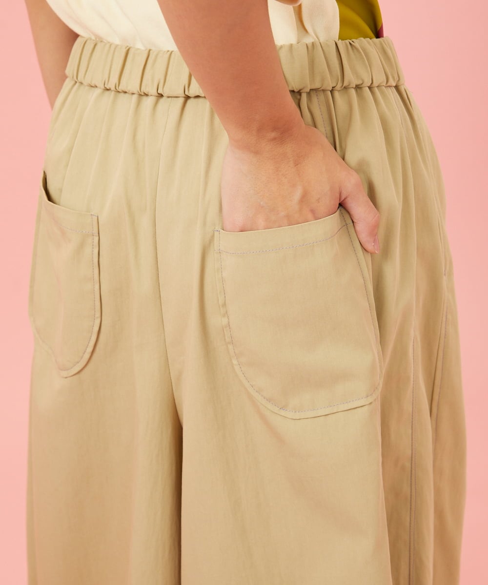 GJLJE38200 Jocomomola(ホコモモラ) ツイルワイドパンツ ベージュ