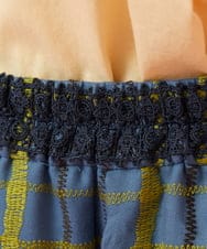 GJLJE39250 Jocomomola(ホコモモラ) Trazo チェック柄刺繍ワイドパンツ ブルー