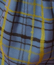GJLJE39250 Jocomomola(ホコモモラ) Trazo チェック柄刺繍ワイドパンツ ブルー