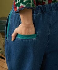 GJLJE41180 Jocomomola(ホコモモラ) Reflejo 配色デニムパンツ グリーン