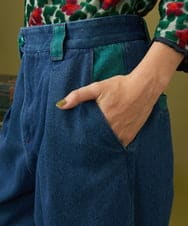 GJLJE41180 Jocomomola(ホコモモラ) Reflejo 配色デニムパンツ グリーン
