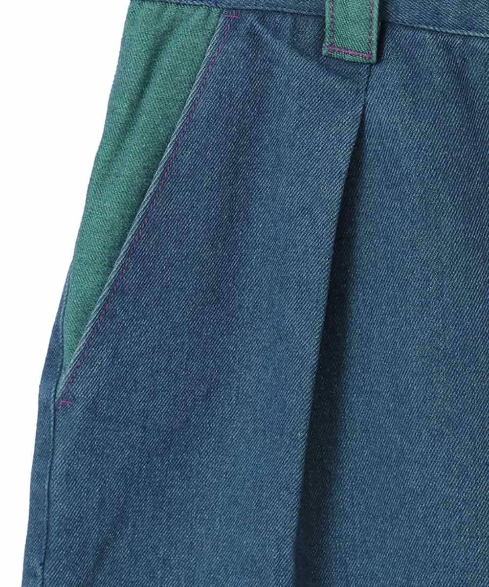GJLJE41180 Jocomomola(ホコモモラ) Reflejo 配色デニムパンツ グリーン