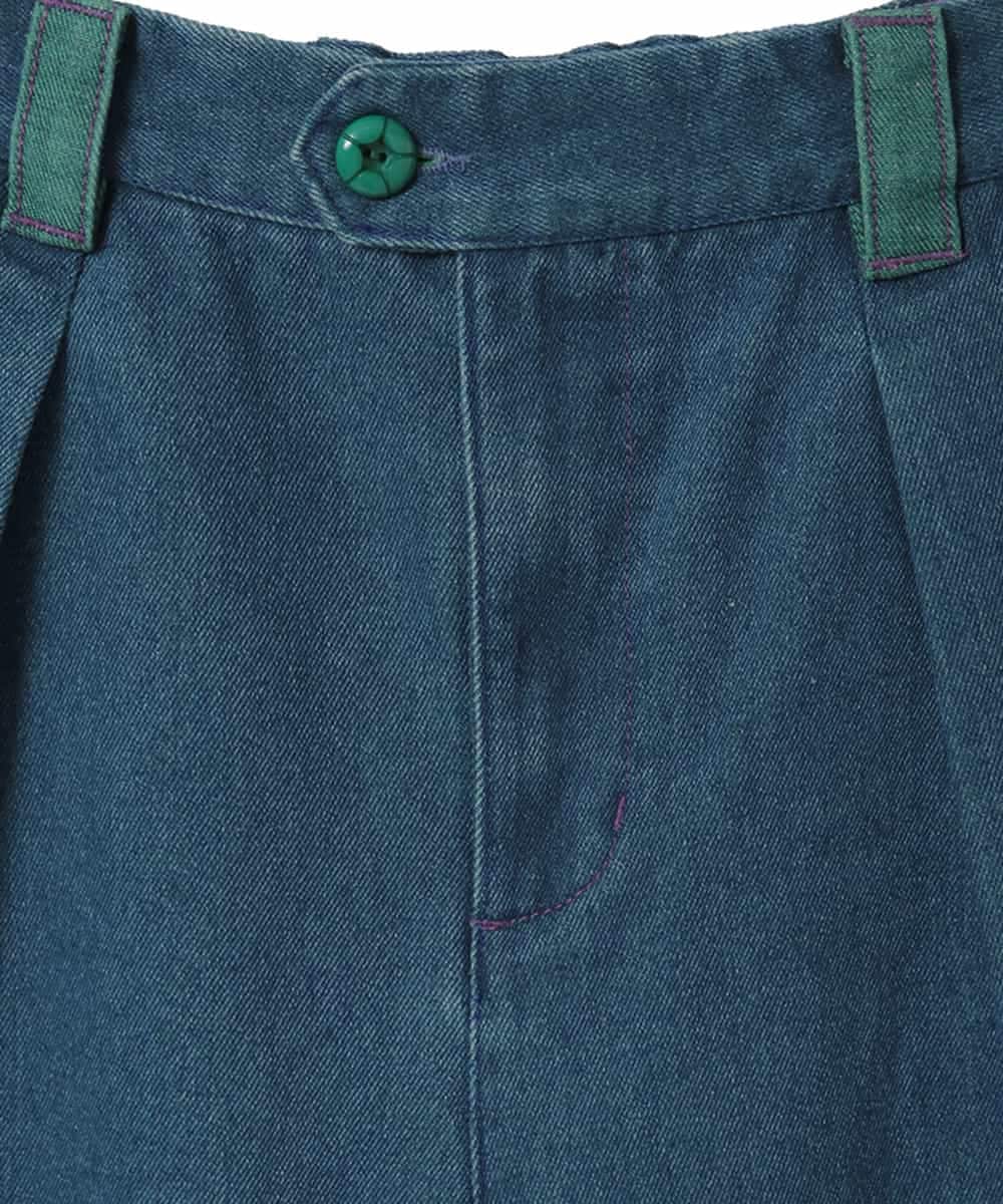 GJLJE41180 Jocomomola(ホコモモラ) Reflejo 配色デニムパンツ グリーン