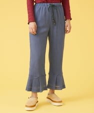 GJLJQ42160 Jocomomola(ホコモモラ) シアークレープ フレアレッグパンツ ライトブルー