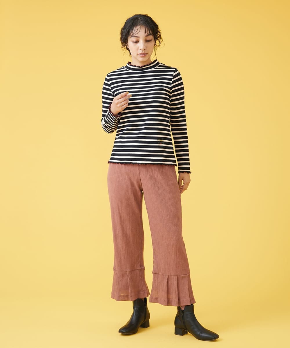 GJLJQ42160 Jocomomola(ホコモモラ) シアークレープ フレアレッグパンツ ライトブルー