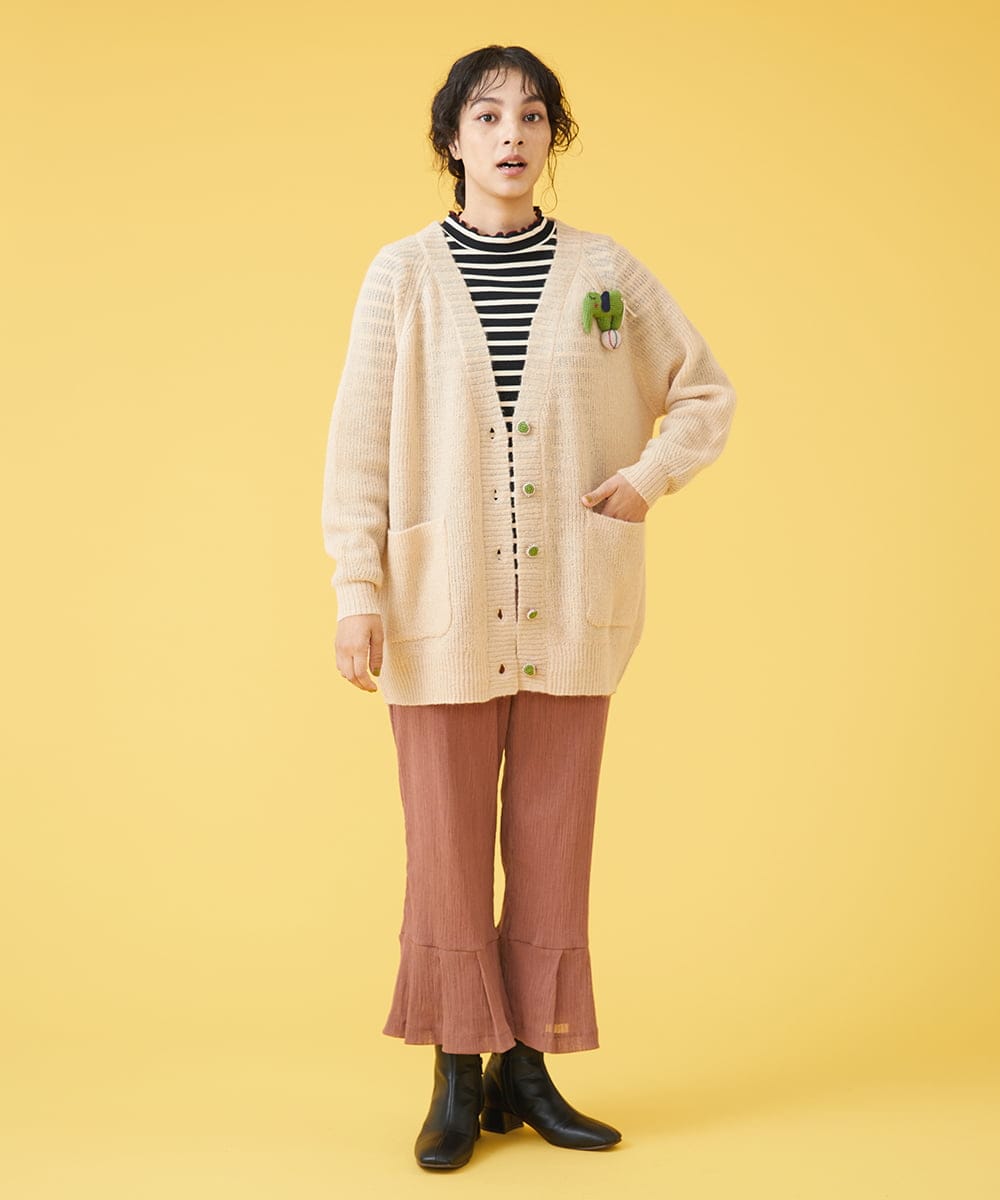 GJLJQ42160 Jocomomola(ホコモモラ) シアークレープ フレアレッグパンツ ライトブルー