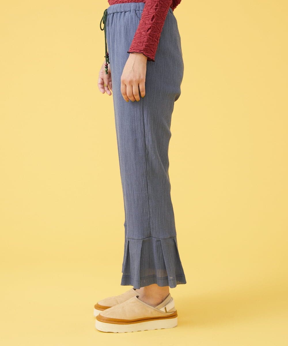 GJLJQ42160 Jocomomola(ホコモモラ) シアークレープ フレアレッグパンツ ライトブルー