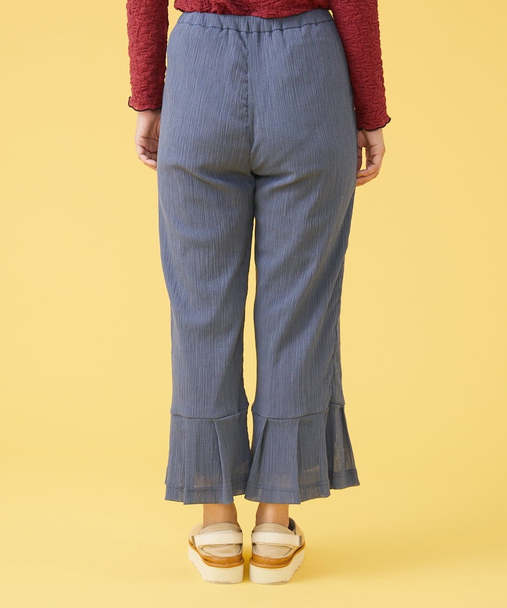 GJLJQ42160 Jocomomola(ホコモモラ) シアークレープ フレアレッグパンツ ライトブルー
